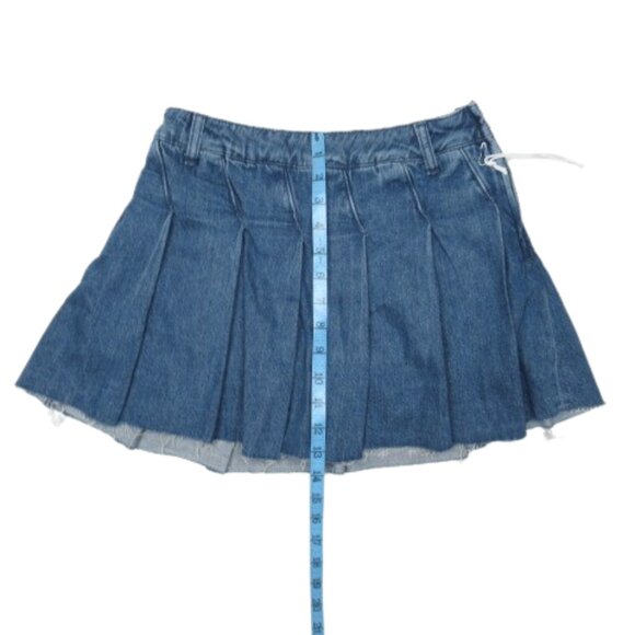 Anthropologie Pilcro 100% Cotton Slant-Pleated Denim Mini Skort Medium Blue 25 - Picture 5 of 12